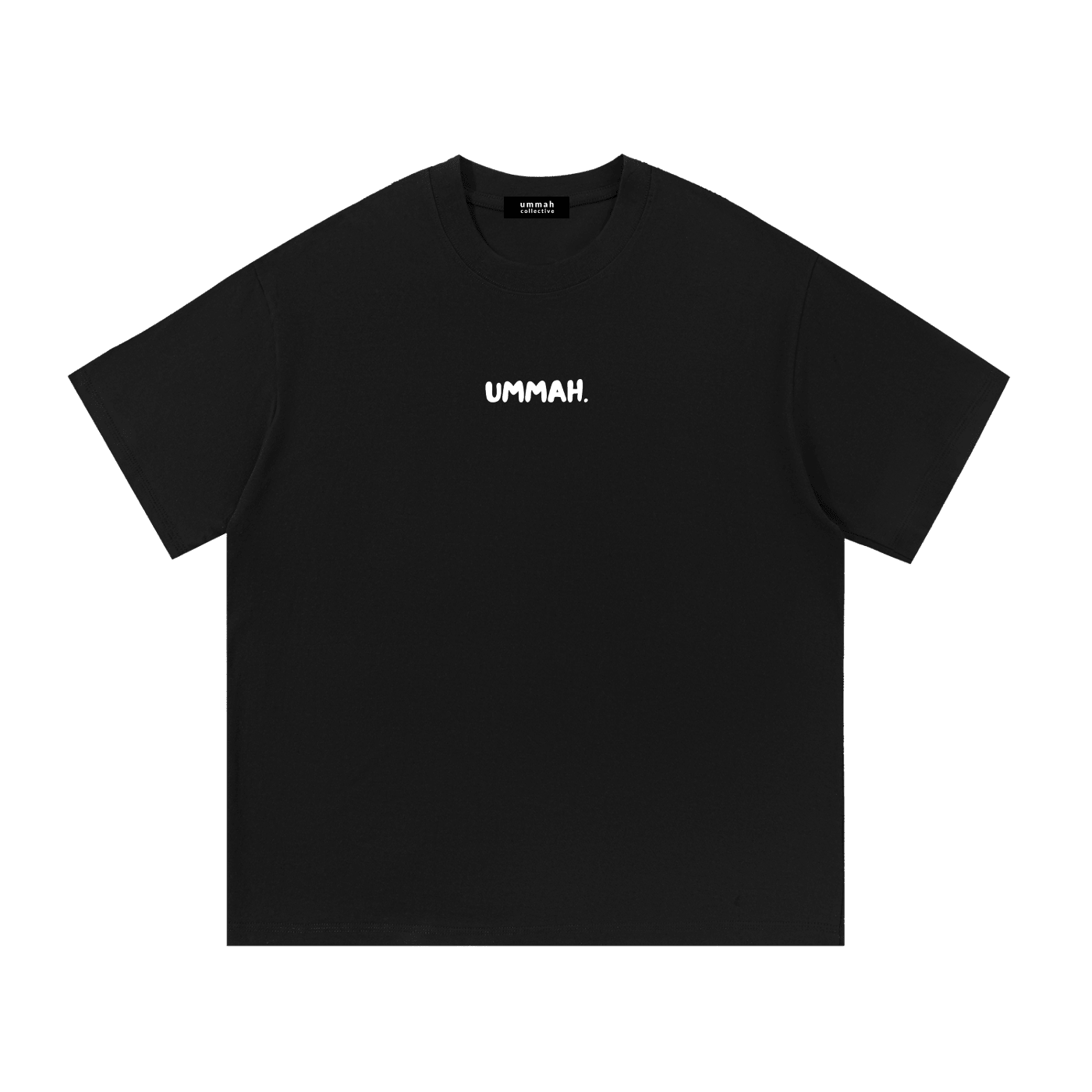Hardship Comes Ease Black T-shirt, front product view - Ummah Collective