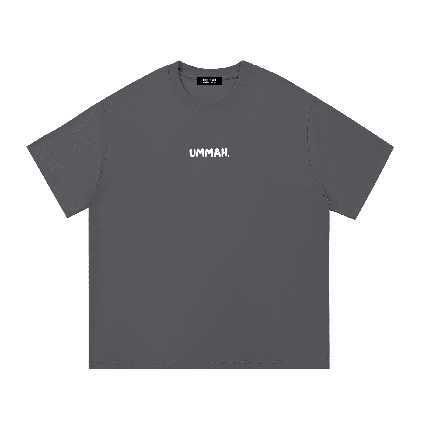 Hardship Comes Ease Grey T-shirt, front product view - Ummah Collective